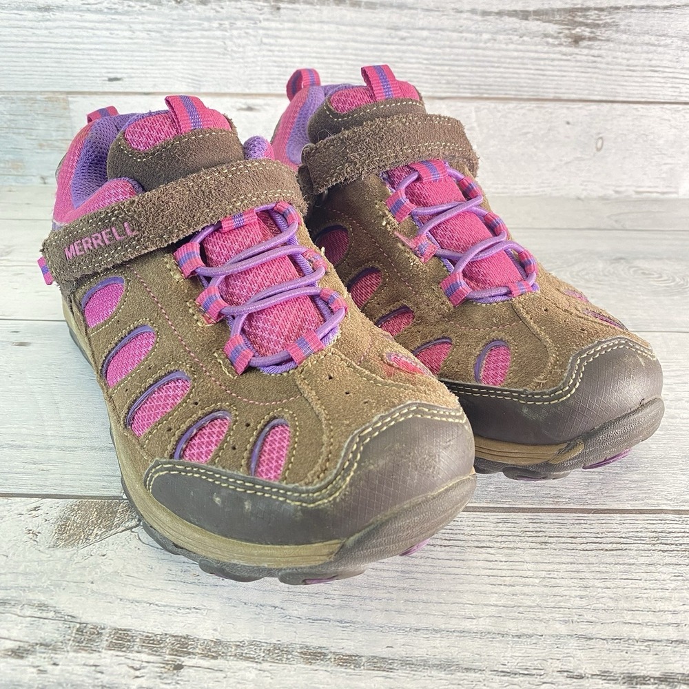 MERRELL Shoes Boys 3W Brown Pink‎ Hiking Outdoor Performance Footwear Sneakers